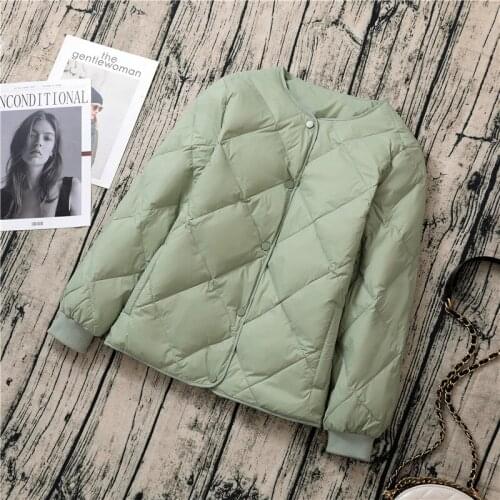 Trendy Autumn Winter 90% White Duck Down Coat Women Ultra Light Outwear Short Puffer Feather Light Weight Female Parkas
