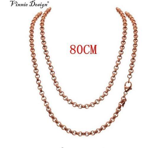 Vinnie Design Jewelry High Quality 80cm Rolo Chain Link Chains Necklace with Lobster Clasps Factory Price