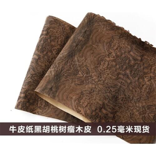 Reconstituted Natural Genuine Black Walnut Burl Cluster Blister Wood Veneer Slice 60x250cm 0.25mm Thick Backing Kraft Paper Q/C