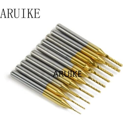 High quality 10pcs / lot Titanium Nitride Coated Carbide PCB CNC Drill Bits Router 1.0mm
