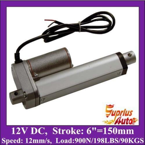 Hot Sale Warner Brand 150mm/ 6inch stroke 900N/90KG/198lbs load 12V DC mini linear actuator