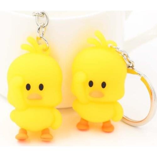 Funny Little Cute Yellow Duck Key Chain Dancing Duck Keychain Pendant Bag Accessory Small Object Gift Party DIY Decoration S353