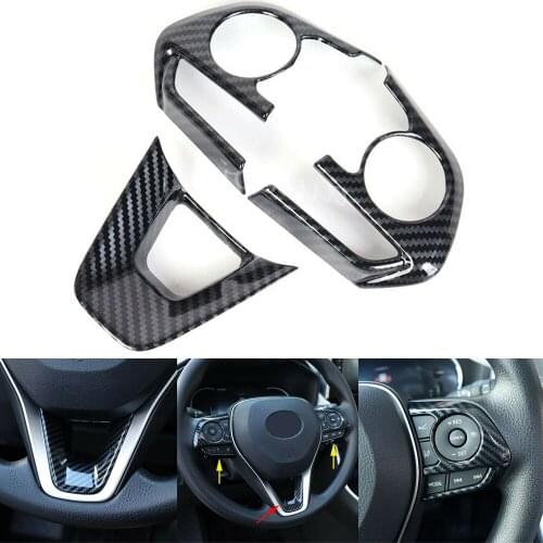 Parts Steering Wheel Switch Cover Trims Decor For Toyota RAV4 2019-2020 3pcs/Set ABS Plastic Accessories Black