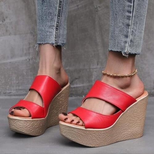 2021 new High Heels Women Shoes Summer Platform Fashion Footwear Wedges Heel Sandal Beach Slippers Zapatillas Mujer Casa