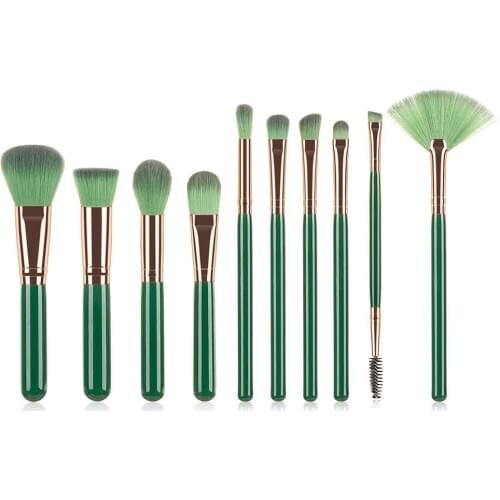 Women Enduring Cosmetic Makeup Tools 10pcs Fan Shaped Makeup Brushes Set Powder Blush Foundation Eyeshadow Brush Kit