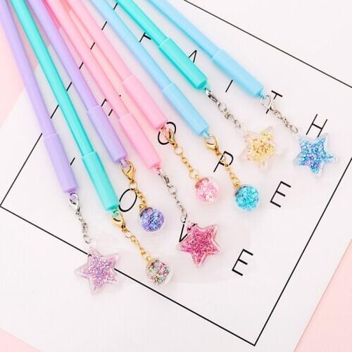1pcs cute creative girl heart gel pen kawaii pendant pendant water pen signature pen little fairy couple pen