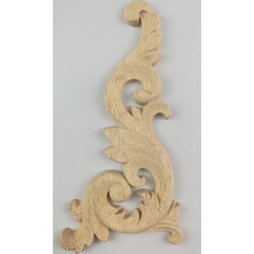 1PC Vintage Woodcarving Decal Wooden Carved Corner Applique Frame Wall Doors Furniture Door Decor Decorative Sculptures 15x8cm