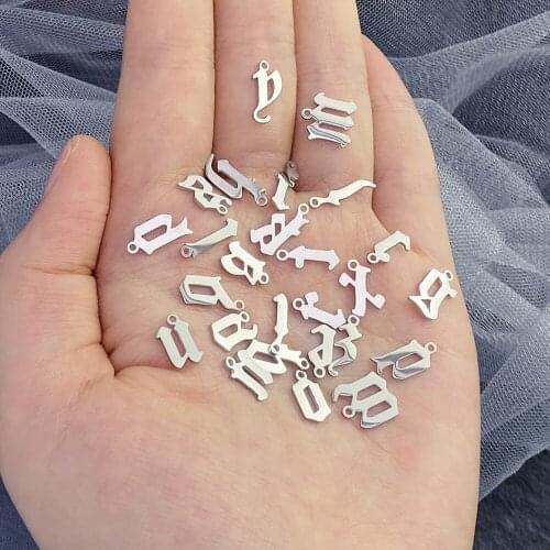 10pcs/Lot Stainless Steel Mirror Polish A-Z Initials Alphabet Charms Pendants For DIY Jewelry Making Accessories Wholesale