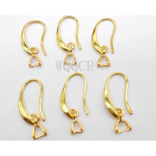 100PCS 18K Gold Smooth Irregular Circle Surface Womens Ear Hook Earrings Blank Base DIY Jewelry Making Result Accessory