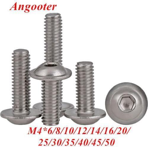 100pcs/50pcs iso7380.2 M4 Stainless steel 304 Half Round Button Flange head with washer Inner Hex socket allen screws bolt