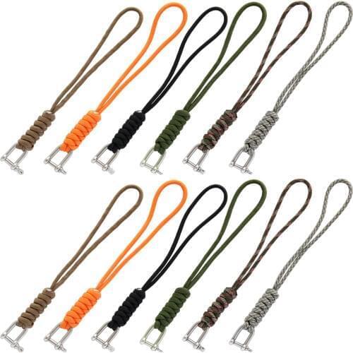 12PCS QingGear Handmade Paracode Braided Tactical Knife Gear Lanyard with Stainless Steel Shackle Keychain Parachute Cord Rope