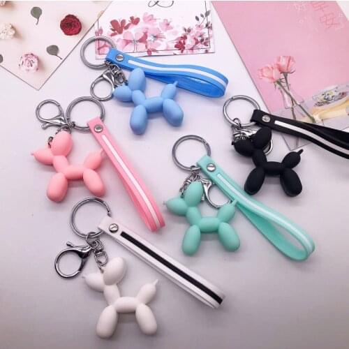 2PCS Balloon Dog Fashion Cute Cartoon Character Girl Key Chain Manual Key Accessories Bag Pendant Car Key Ring