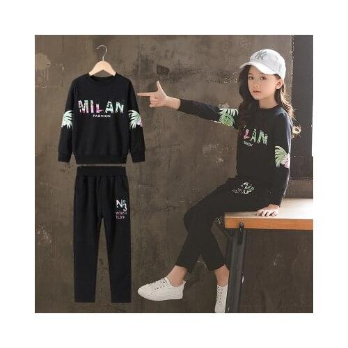 2019 Girls Clothing Sets Kids Long Sleeve letter Shirts + Pants Suits Autumn Winter Children Baby Girl Clothes 6 8 9 10 12 Years