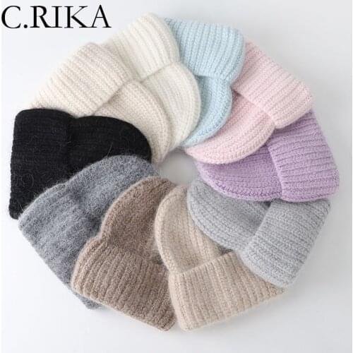 Autumn Winter Rabbit Fur Beanies Hat Women Girls Outdoor Fashion Warm Soft Long Fur Knitted Hats Lady Solid Hat Female Ski Cap