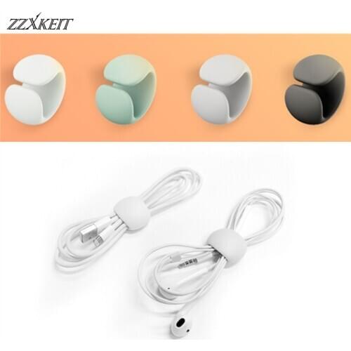 4Pcs Simple Round Cable Clips Cable Management USB Charger Holder Tidy Organiser Headphone Data Cable Storage
