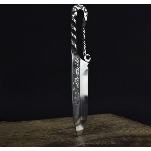 5.5 Inch Kitchen Boning Knives 7Cr17MoV Hand Forged Machete Longquan Carbon Steel Twist Handle Camping Tactical Viking Knife