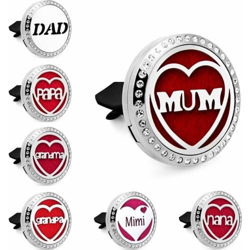 CG489-CG541 Car Diffuser Locket 316L Stainless Steel Magnetic car Perfume Locket vent clip 10pcs Random Color Pads