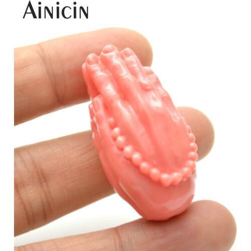 10pcs Large Size 20x40mm Buddhism Gestures Amitabha Hand Folded Shape 2mm Hole Beads DIY Jewelry Making Findings