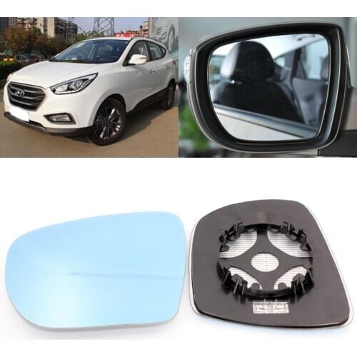 For Hyundai IX35 Car Side View Door Wide-angle Rearview Mirror Blue Glass With Base Heated 2pcs