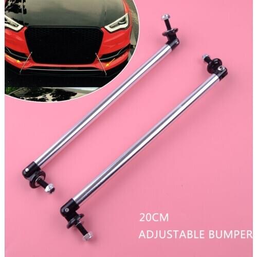 DWCX 2pcs 20cm Adjustable Front Bumper Lip Splitter Support Rods Strut Tie Bar Silver Stainless Steel fit for cars SUV trucks