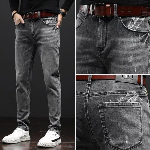 Spring Autumn 2021 Men Smart Jeans Business Fashion Straight Regular Blue Stretch Denim Trousers Men jeans Plus Size 28-38