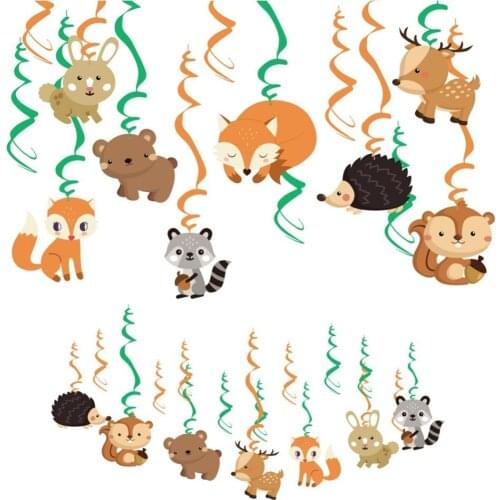 Jungle Party Animal Decorations Happy Birthday Letter Banner Hanging Swirls Kids Birthday Party Props Spring Summer Supplies