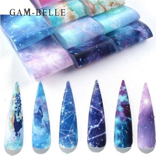 GAM-BELLE 10 Pcs Nail Transfer Sticker Rainbow Star Sky Designs Nail Foil Decals Wraps Nail Art Decoration Salon Manicure Tools