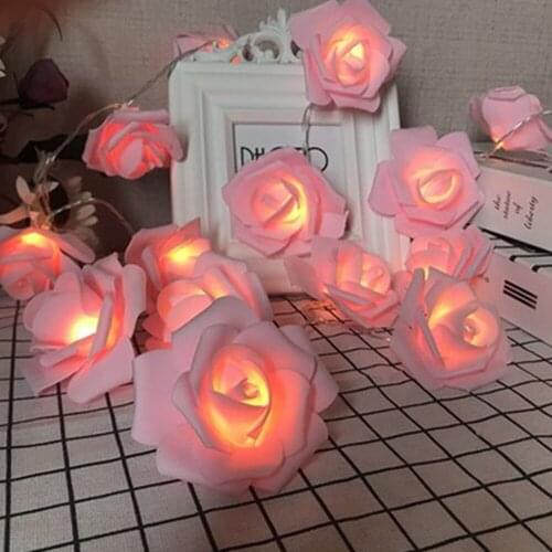 10/6/3/1.5M Rose Flower LED String Lights Artificial Garland Lamp for Valentines Day Wedding Bouquet Decor USB/Battery Powered