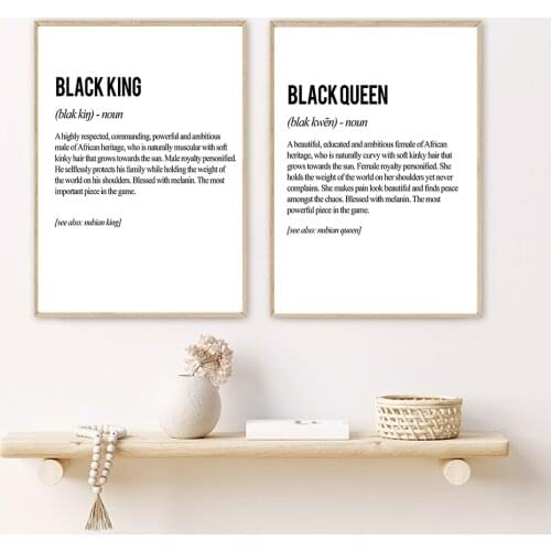 Canvas Painting Black King and Queen Definition Quote Posters Prints Bedroom Inspirational Wall Art Girls Black Culture Home Dec