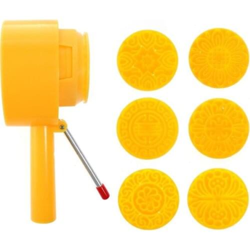 Back Button Mooncake Mold Hand Press Semi-Automatic Mold 6Style Flower Shaped Decorative Mould Set for Cookie Pastry Cake Baking