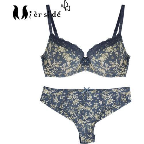 Mierside Push Up Bra Set Underwire Bra And Cotton Panty Solid Women Lingerie Bra and Panty Set 30-38 B/C/D