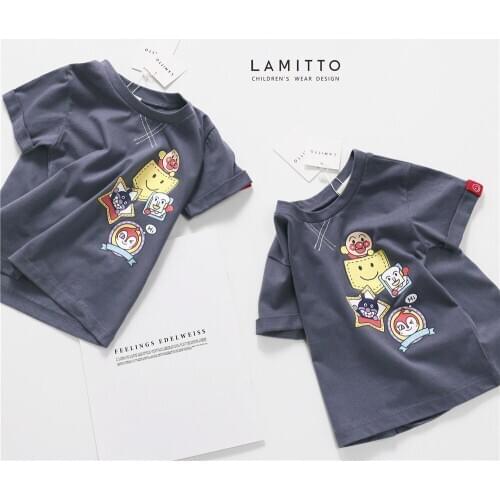 Tonytaobaby Summer New Boys and Girls Cute Animated Cartoon Pocket Badge Cotton T-shirt