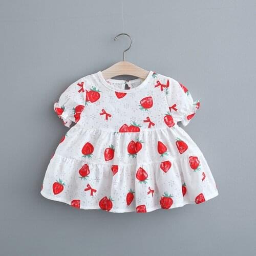 Melario Baby Girls Princess Dress 2021 Toddler Strawberry Bow Print Vestidos Newborn Infant Cute Clothing Casual Costumes