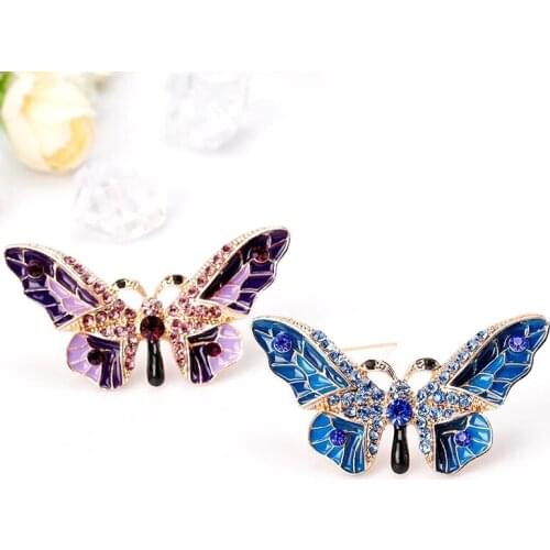 Mode Handgemaakte Dier Vlinder Broche Vlinder Paar Crystal Broche Strass Mannen En Vrouwen Elegante Accessoires Pin Broche
