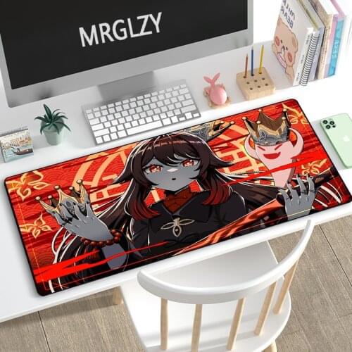 MRGLZY 400*900MM XXL Genshin Impact HUTAO Mouse Pad Gamer Anime Large Desk Mat Computer Gaming Peripheral Accessories MousePads