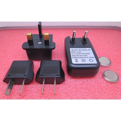 HOT NEW battery ML2032 2032 3V 65mah Rechargeable Button battery charger European plug American plug 2battery+1charger