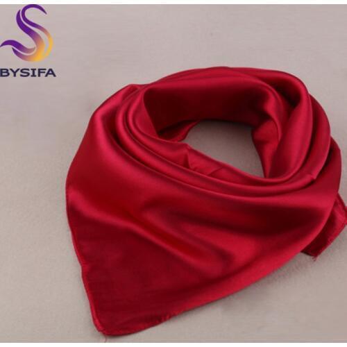 Solid Color Silk Scarf Female Summer All-match Single Nude Color Small Scarf Silk Scarf 60*60cm New Design Solid Square Scarves