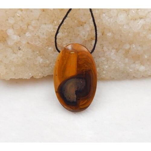 Natural Us Biggs Jasper Drilled Gemstone Pendant Bead, 32x21x7mm, 9g