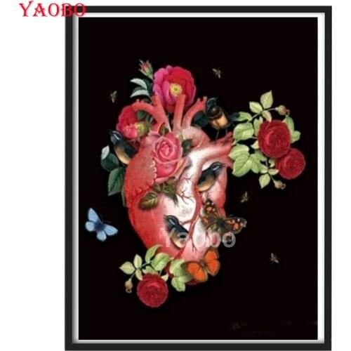 Full Diamond Painting New Vintage Heart Flower Mosaic Human Anatomy Medicine Picture Of Rhinestones Embroidery Diamond Art