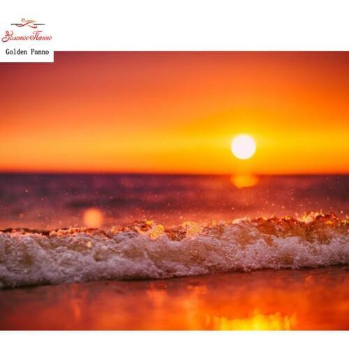 Full Square Diamond Painting scenic Wave Orange sun 5D DIY Diamond Embroidery Mosaic Picture Rhinestone Decor Home Gift