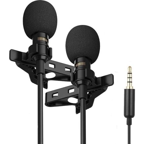 Professionnel Dual Mini Lavalier Microphone For Phone Laptop PC , lapel Microphone For Radio Smartphone Micro karaoke Microfono