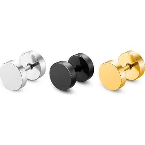 Titanium steel dumbbell earrings fashion jewelry stainless steel earrings for women multi size multicolor gift korean 2018