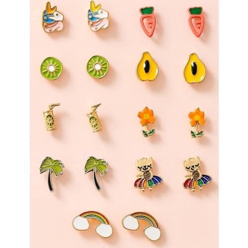 Stud Earring for Women Girls Mixed Fruit Animal Cute Earrings Fashion Jewelry 2020 Christmas Jewelry pendientes