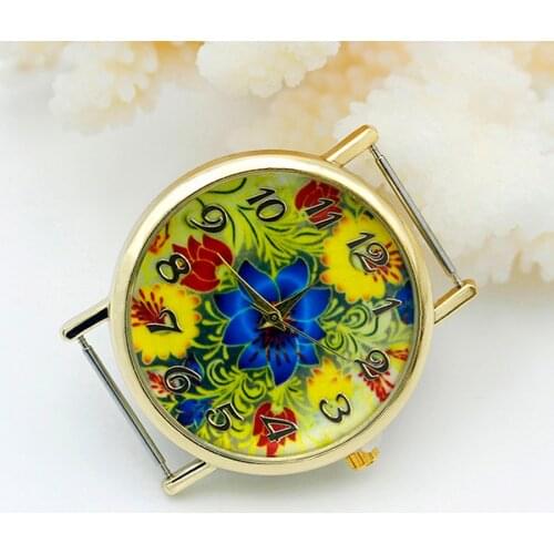 Shsby Diy Personality Watch Header New Style Gold Flower Head With Cloth Strap Watch Accessories 70~82