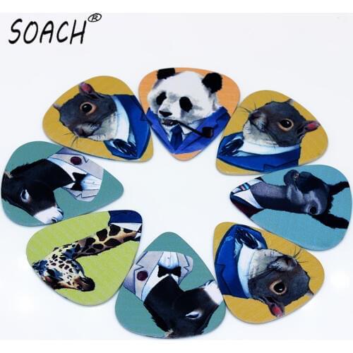 SOACH 50PCS 0.46mm high quality guitar picks two side pick Animal gentlemen picks earrings DIY Mix picks guitar