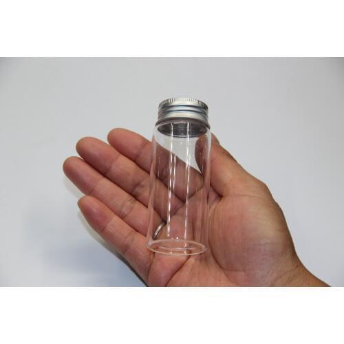 5pcs 37*90mm 70ml Glass Bottle Screw Aluminum Cap Empty Jars Glass Wish Bottles Liquid Food Perfume Oil Bottle Jar Wedding Decor