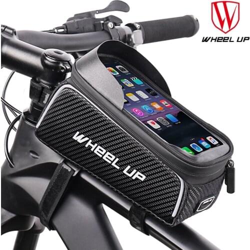 WHeeL UP MTB Bicycle Bags Head Tube Handlebar Bike Cell Phone Bag Waterproof Touchscreen Cycling Bag Bike Accessories Bag Rack