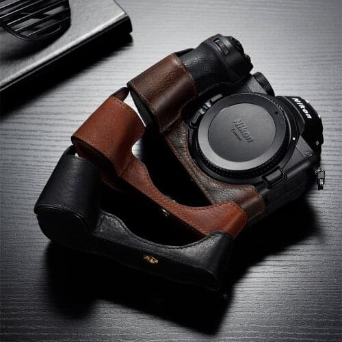Vintage Nikon Z5 Camera Case Body Genuine Leather Camera case Handmade Half Bag For Nikon Z5 Z6II Z7 II
