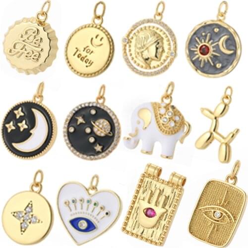 Evil Blue Eye Gold Diy Pendant Charms for Necklace for Bracelet Earrings Dangle Charms for Jewelry Making Dog Elephant charms
