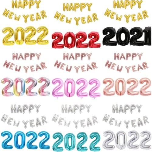 1set 32inch 2022 for Wedding Happy New Year Anniversary Rose Gold Silver Blue Balck Number Foil Balloon Party Decorations